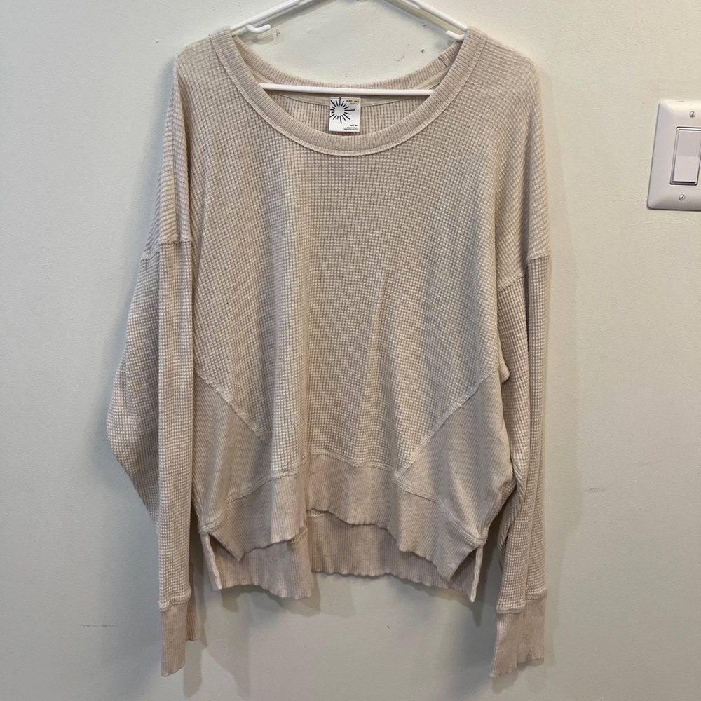 Aerie Cream Waffle Knit Sweater